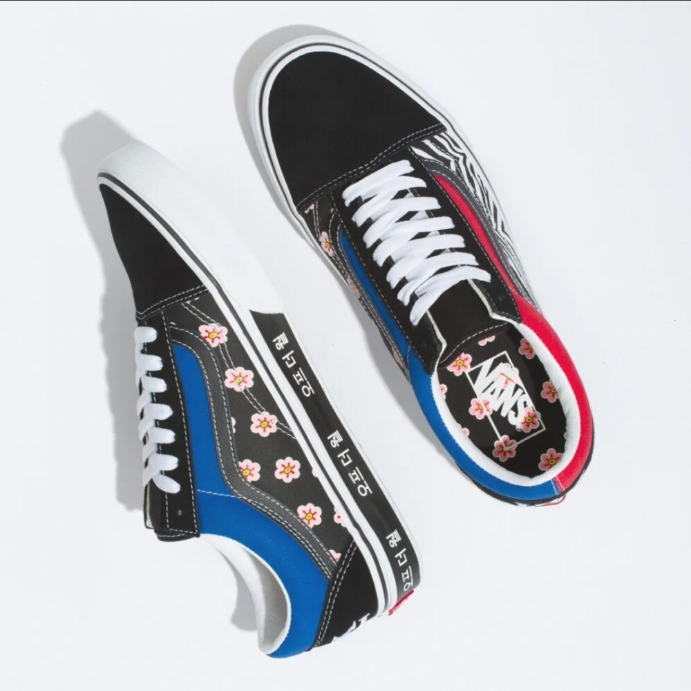 VANS Korean Typography Old Skool Skate Shoes Unisex Men 8 Racing Red/Blue VNOA3